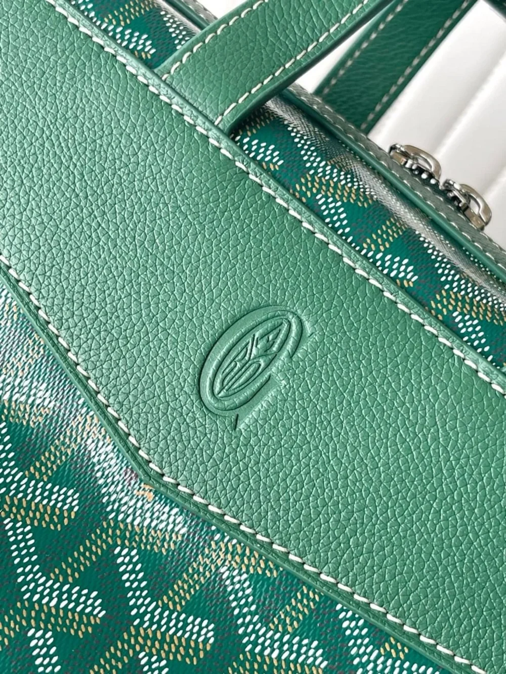 Emerald Green goyard backpack with Subtle Logo Accent